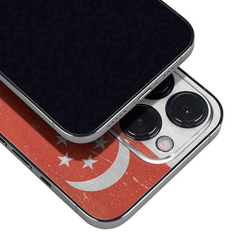 Singapore Flag Distressed iPhone 16 Pro Skin